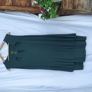Blue Sky dress sleeveless bamboo jersey stretchy dark green cutouts L